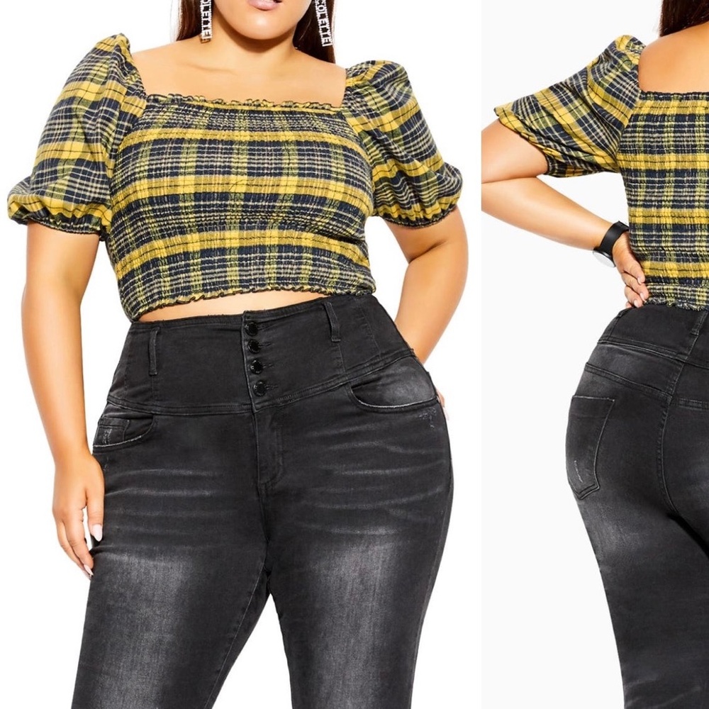 City Chic Black & Yellow Top